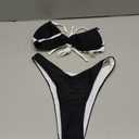 SUUKSESS Women Halter String Two Piece Bikini Sets Reversible Thong Swimsuit (Small, Black White)