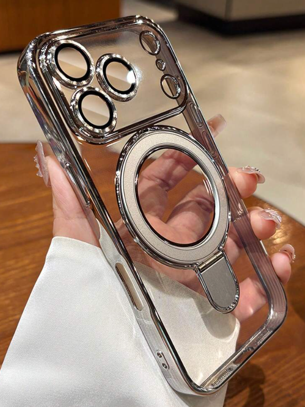 Luxury Plating Glitter Clear Bracket Phone Case Compatible iPhone 17ProMax
