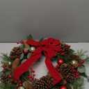 20 Inch Christmas Wreath for Front Door Snowy Winter Wreath for Christmas Decorations Artificial Door Wreath with Pine Needles Pinecones Red Berries for Wall Window Holiday Party Xmas Decor