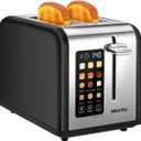 Mecity 2 Slice Touch Screen Toaster, 1.5" Wide Slot, Stainless Steel Smart Toaster for Bagels, Muffins, Waffles, Gluten-Free Breads, Defrost, Reheat, Timer, 120V 825W, Matt Black