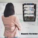 5 Tier Magnetic File Holder for File Cabinets, Refrigerator, Whiteboard, Office, No Drilling Installation Large Capacity Black Magnetic File Holder