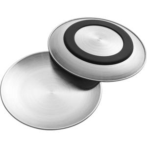 Stainless Steel Cat Bowls, 6.7" Wide and Shallow Cat Food Bowl Set with Silicone Ring for Non Slip, Flat Metal Cats Dishes or Plates for Feeding Indoor Cats, Kitten, Small Dogs (Silver-2 Pack)