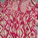 Qearal Women's Casual V Neck 3/4 Sleeve Boho Floral Printed Loose Short Flowy Summer Beach Vacation Dress (X-Large, Hot Pink)