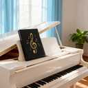 Sheet Music Folder, Leather, 20 Non-Reflective Sheets/40 Pages, Write-on, 4-Ring Binder (Black)