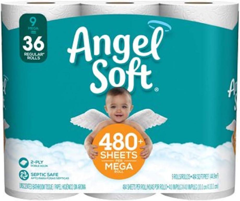 Angel Soft Toilet Paper, 36 Mega Rolls, 36 = 144 Regular Rolls, Bath Tissue, 4 Packs of 9 Rolls