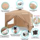 OASISHOME Pop-up Gazebo Instant Portable Canopy Tent 10'x10', with 4 Sidewalls, Windows, Wheeled Bag, for Patio/Outdoor/Wedding Parties and Events (10FTx10FT, Khaki)