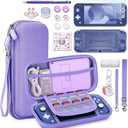 innoAura Switch Lite Case 18-in-1 Accessories Bundle for NS Switch Lite (2019), with Protective Carrying Case, Game Holder, Screen Protector & Cute Thumb Grips, Purple