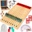Toidgy Large 21 Inches Horse Race Board Game, Horse Racing Games with Cards and Dice & 11 Luxury Metal Horses, Thickened Wood Chessboard, Classic Wooden Table Top Board Games for Adults and Family