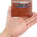 Slim Wallet Minimalist Front Pocket RFID Blocking Men and Women Leather Wallets