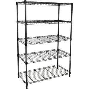 Simple Deluxe Heavy Duty 5-Shelf Storage Shelving Unit, 1250lbs Loading Capacity, 29.92" D x 13.98" W x 61.09" H, Black
