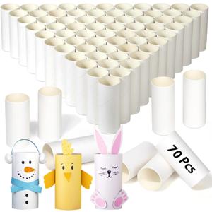 MAPVOLUT 70 Pieces Cardboard Tubes for Crafts, White Kraft Toilet Paper Rolls for Crafts - 1.5 x 3.2 Inches Strong and Pressure-Resistant Tubes for Craft Supplies DIY Art