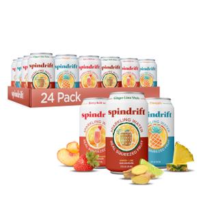 Spindrift Sparkling Water, Mocktail 3 Flavor Variety Pack, Made with Real Squeezed Fruit, 12 Fl Oz Cans, Pack of 24, BBD 11/08/26
