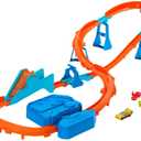 Hot Wheels Toy Car Track Set, Deluxe Building Box with Motorized Booster, 1:64 Scale Vehicle, Speed Snap Track, Boosted Jump Speedway