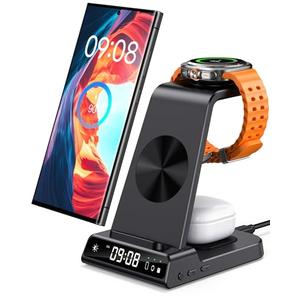 Wireless Charger for Samsung, 3 in 1 Wireless Charging Station for Samsung Galaxy S25 Ultra/S24 Ultra/S23/S22/Note 20/Z Flip 7/Fold 6, Charger for Samsung Galaxy Watch Ultra/8/7/6, Galaxy Buds 3/3 Pro