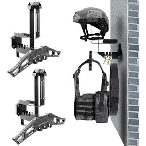 Helmet Wall Mount Motorcycle Helmet Holder Rack with Carbon Fiber Texture Hanger, Heavy-Duty 88lbs Load Capacity Helmet Stand for Motorcycle, Sports, Police, Military, Safety Equipment, 2Pack