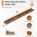 FLYJOE Picture Ledge Shelf, Floating Shelves Set of 2, 48 Inches Long Large Nursery Book Shelves for Toys Storage, Kids Bookshelf Wall Mounted for Living Room Bedroom Decor Books Photo Frames,Brown