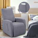 SearchI Recliner Chair Cover Jacquard Chair Covers 4 Piece, Small Recliners Sofa Slipcover for Home Theater Seating with Elastic Bottom, Recliner Protector with Pocket for Recliner, Light Gray