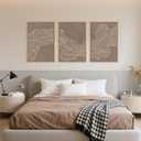 Abstract Line Wave Framed Canvas Wall Art Set, Geometric White Tan Art Painting, Modern Minimalism Wall Decor, Neutral Art Print for Living Room, Bedroom, Dining Room, Office-16 x24 x3