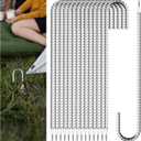 20 Pieces J Hooks Rebar Metal Tent Stakes 12 Inch Galvanized Ground Anchors Yard Stakes for Landscape Fabric Artificial Turf Heavy Duty Anti Rust for Outdoor (20, J-12 x1/4" Silver)