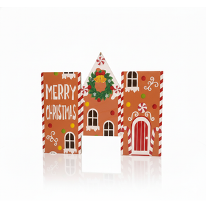 Soulchen 3 Pcs 39.4 Inch Gingerbread Backdrop Cardboard Cutout Gingerbread Man House Christmas Photo Booth Props Background Stand up Christmas Party Decorations Games for Party Supplies