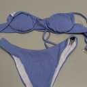 VOLAFA Women's Triangle Bikini Set Swimsuit Print Push Up Elastic Tie String Top Ribbed Two Piece Bathing Suit, Smal;