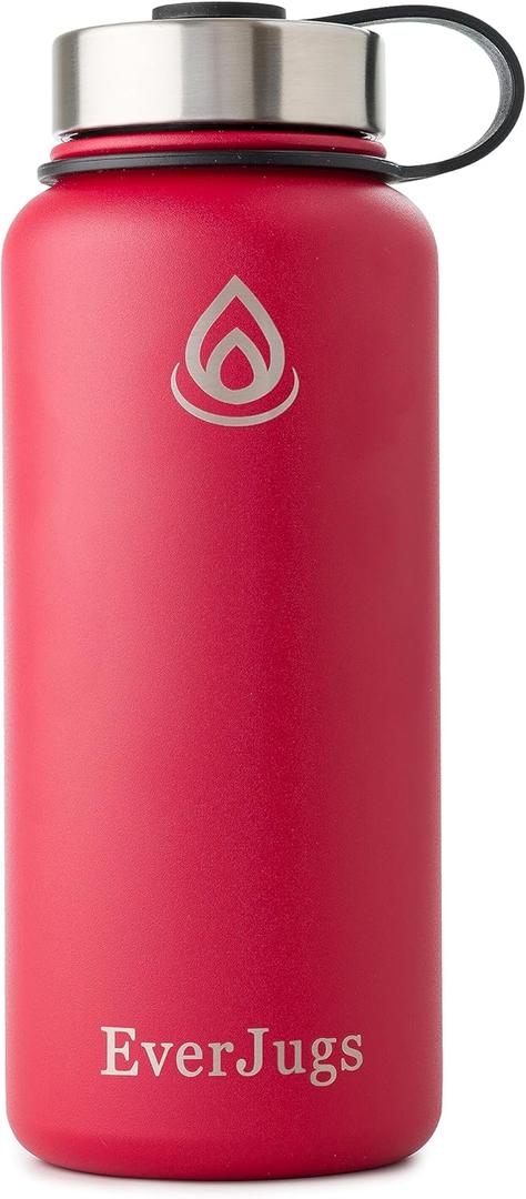 Water Bottle - 32 Oz, Wide Mouth, Premium Stainless Steel Lid/Bottle, Double Walled Vacuum Insulated, Thermo Mug, Metal Flask, Leak Proof, Eco-Friendly (Red)