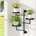 Rotating Window Plant Shelf Wall Plant Shelf Indoor Metal Plant Stand Window Shelves for Plants 3 Tier Plant Stand Wall Plant Holder Wall Planters for Indoor Plants, Outdoor Plant Stands for Patio, Black