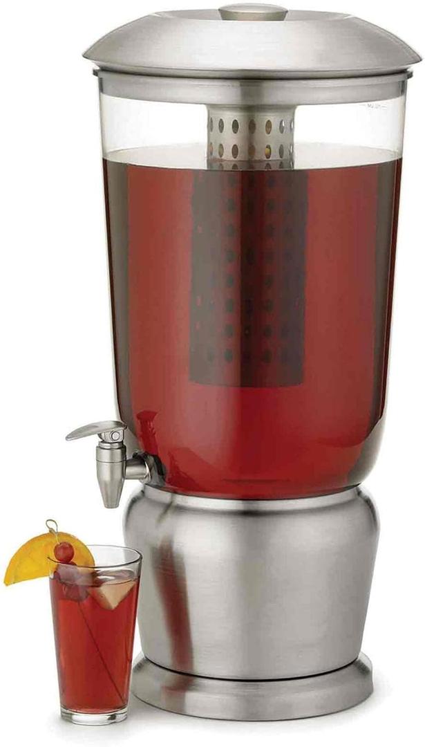TableCraft 85 Large 5 Gallon Drink Dispenser with Fruit Infuser & Stand, BPA-Free Tritan & Stainless Steel, Ideal for Catering, Buffet, Home Use, Cold Beverage Dispenser