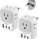 Italy Travel Plug Adapter 2 Pack, TESSAN Type L Adapter for Travel with 4 Outlets 3 USB (2 USB-C), Power Adaptor for US to Italy Chile Rome Uruguay Milan Libya