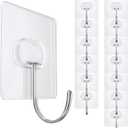Large Adhesive Hooks,Transparent Seamless Stainless Steel Ultra Strong Wall Hooks for Kitchen Bathroom Ceiling Door Utility Hooks 14 PCS
