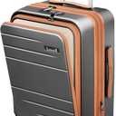 Carry On Luggage 22x14x9 Airline Approved, FLO5 Expandable Polycarbonate Suitcase with Front Pocket (FX-Core, Brown-Black, 20 Inch)