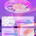 Kids Ceiling Fan with Light, 20” Smart Low Profile Ceiling Fans, Dimmable Flush Mount LED Fan Light with Remote Control, Bluetooth Bladeless Fans with APP, for Bedroom, Pink