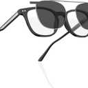 DEHOTRE Non Prescription Glasses Eyeglasses Men with Magnetic Clip On TAC Polarized Sunglasses Acetate Frame Clear Lens (Black)
