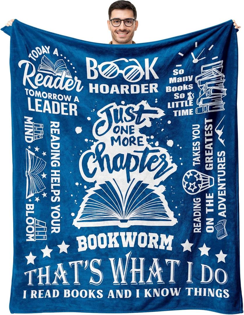 Gifts for Book Lovers Men - Reading Blanket for Book Lovers - Gifts for Readers Men - Librarian/Books Nerd/Bookworm/Bookish/Books Club Gift for Man Throw Blanket 60 x 50 inch