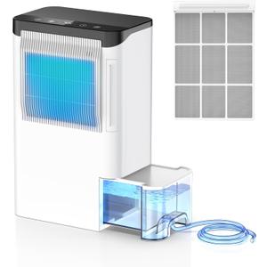 Dehumidifiers for Home, 2.5L Tank, 35dB Quiet, Continuous Draining Hose