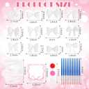Jenaai 12 Sets Pink Bow Party Favors Ceramic Painting Kit for Kids Coloring Pink Bow Crafts DIY Painting Craft Kit Unpainted Plaster Figurines for Student School Art Activity Gifts Party Supplies