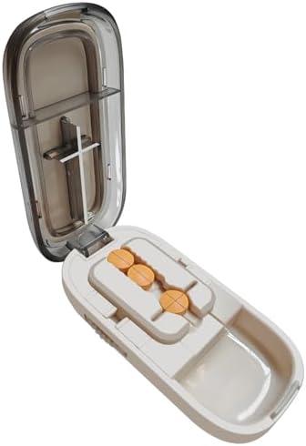 Pill Cutter for Cutting Multiple Pills, 1/2 1/4 Pill Splitter for Large, Small and Tiny Pills, with Improved Sharp Blade, Adjustable Centering Device