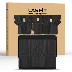 LASFIT Trunk&Seatback Mats for Toyota 4Runner 2013-2024 (5 Seats),All Weather TPE Custom Fit Floor Liner for 4 Runner 5th gen 2 Row Car Mats, Black(Not fit Equipped Sliding Cargo Tray Option)