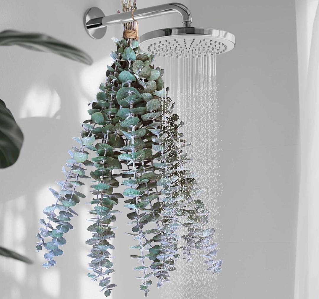 10 PCS Dried Eucalyptus Stems for Shower 17" Real Leaves Branches for Vase Filler, Home Bathroom Wedding Arrangement Decor, 100% Natural Fresh Greenery Hanging Preserved Eucalyptus Plant