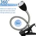 Desk lamp Eye-Caring Table Lamps, 360Rotation Gooseneck Clip on Lamp Reading Light, Portable Reading Book Light, Clamp Light, Study Desk Lamps for Bedroom and Office Home Lighting (Black with Dimmer)