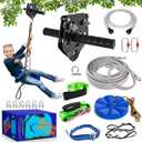 X XBEN Zip line Kit for Kids and Adults Outdoor: Up to 500Lbs - 80FT Quick Tighten Zipline for Backyard with Removable Trolley Swing Seat Spring Brake Ratchet Strap