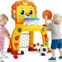 OWNONE 1 4 in 1 Toddler Basketball Hoop & Soccer Goal, Gift for Boys Girls 1 2 3 Years Old, Kids Sports Toys with Lights Sounds Music, Baby Toys for 12-18 Months, Christmas Birthday Gift for Age 1-3