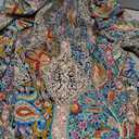 RWJ Women's Plus Size Fall Dress Long Sleeve Square Neck Wedding Guest Smocked A Line Boho Flowy Maxi Dresses with Pockets Blue Paisley 2XL