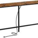 SUPERJARE Console Table with Outlet, 63 Inch Sofa Table with Charging Station, Narrow Entryway Table, Behind Couch Table, for Living Room, Plants - Rustic Brown
