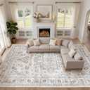 10x14 Area Rugs Washable Vintage Boho Living Room Rug Ivory Gray
Neutral Soft Stain Resistant Farmhouse Non-Slip Indoor Floor Retro Carpet for Bedroom Nursery Kids Office