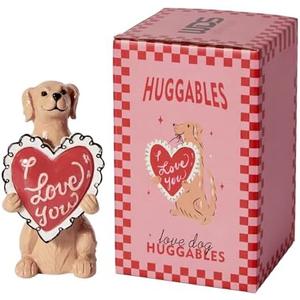WDS WONDROUS Dog Figurine Light Up Valentine's Day Decoration, Valentine's Figurine Decor with I Love You Heart, Battery Powered Resin Dog Statue for Home Table Decor, Gift for Him Her Women