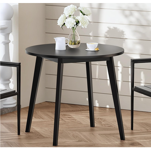HOOBRO Bamboo Dining Table, Round Dining Table for 2, 27.5" Kitchen Table for Small Space, Writing Table, Easy to Assemble, for Dining Room, Living Room, Office, Kitchen, Apartment, Black BK71CZ01G1