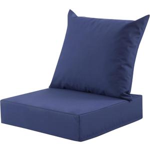 Outdoor Deep Seat Cushion Set, 24x24 Inch Water-Resistant & Fade-Resistant Outdoor Chair Cushions, Patio Furniture Cushions with Removable Cover for Patio Chair, Sofa,Navy Blue (Set of 1) (24*24+5.75/25*22.5")