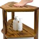 HAOIOKSC Corner Shower Bench with Storage Shelf, Foot Stool for Shaving Legs  Foot Rest & Step for Leg Shaving, Small Shower Seat for Inside Spaces