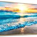 MHARTK66 Large Canvas Wall Art - Blue Beach Scenery for Living Room, Bedroom, Modern Office Decor - Wood Framed, Ocean Seascape Wall Pictures (48"L x 24"W)